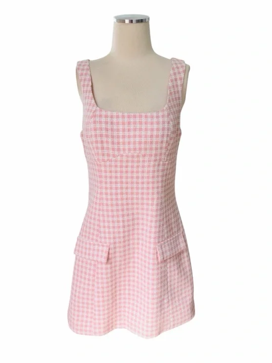 NWT Cider Pink Gingham Pocket Detail Mini Tank Dress Sz L - Picture 4 of 11